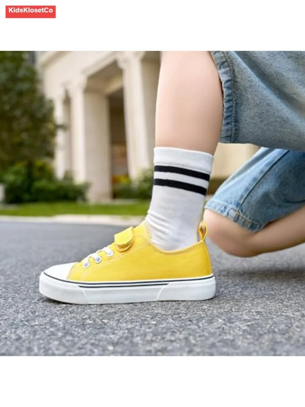 Low Top Adjustable Hook & Loop Canvas Sneakers for Kids